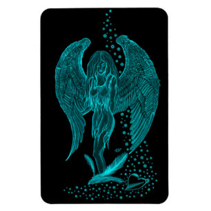 Imán Ángel perdido en el amor, negro y verde diseño
