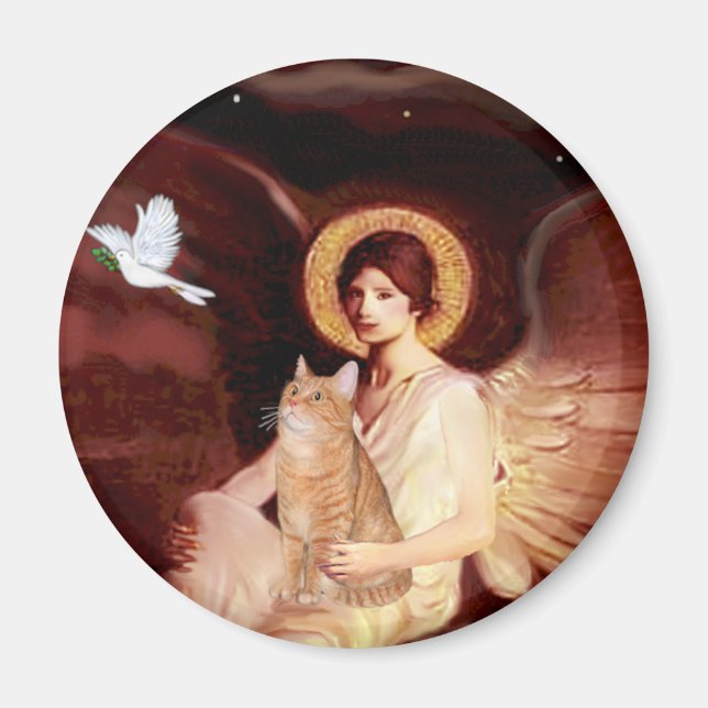 Imán Ángel sentado - Naranja Tabby SH gato 46 (Frente)