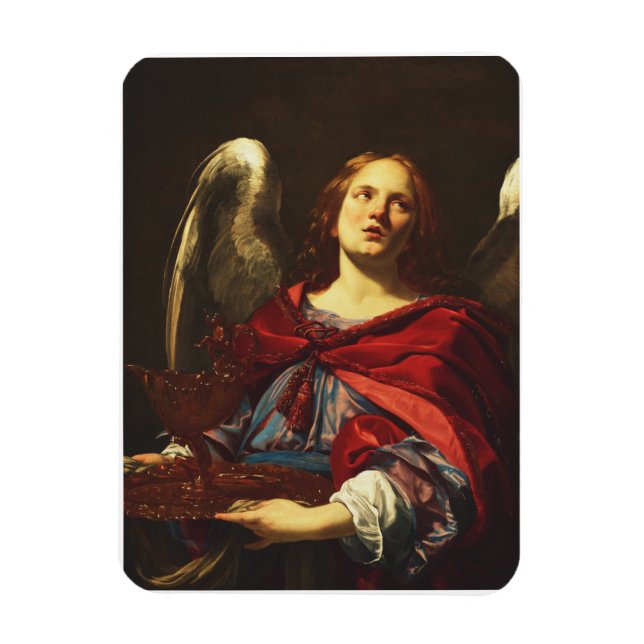 Imán Ángel sosteniendo el recipiente y la toalla  (Vertical)
