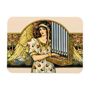 Imán Ángel Tocar el Órgano Art Nouveau Música Vintage