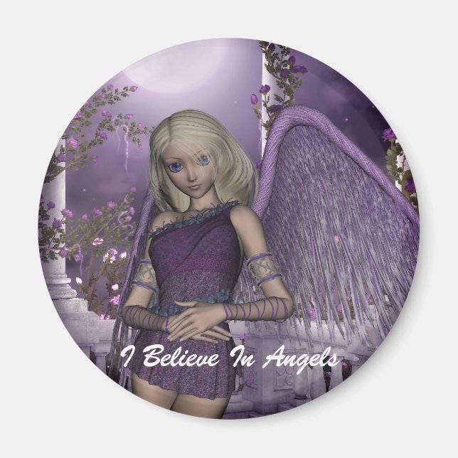Imán Ángel Violet Charms Magnet (Frente)