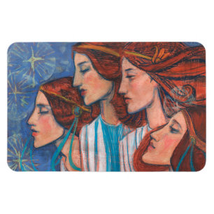 Imán Angels Art Nouveau Ginger Auburn Red Hair Women