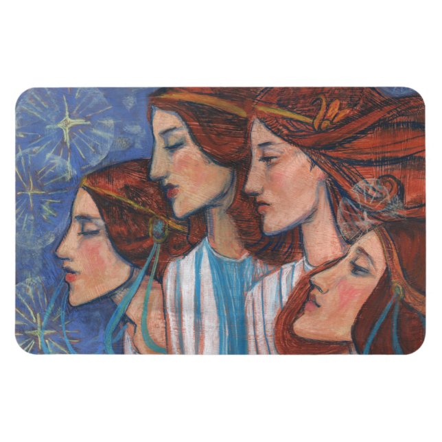 Imán Angels Art Nouveau Ginger Auburn Red Hair Women (Horizontal)
