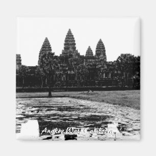 Imán Angkor Wat Cambodia Black & White Magnet