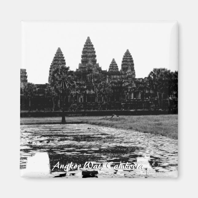 Imán Angkor Wat Cambodia Black & White Magnet (Frente)