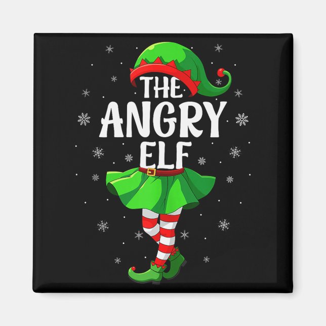Imán Angry Elf Christmas Girls Women Elf Squad Xmas Fam (Frente)