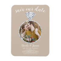 Anillo de Boda Beige Bling Foto Guardar la Fecha
