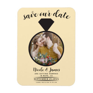 Imán Anillo de boda de crema pastel Foto Save the Date