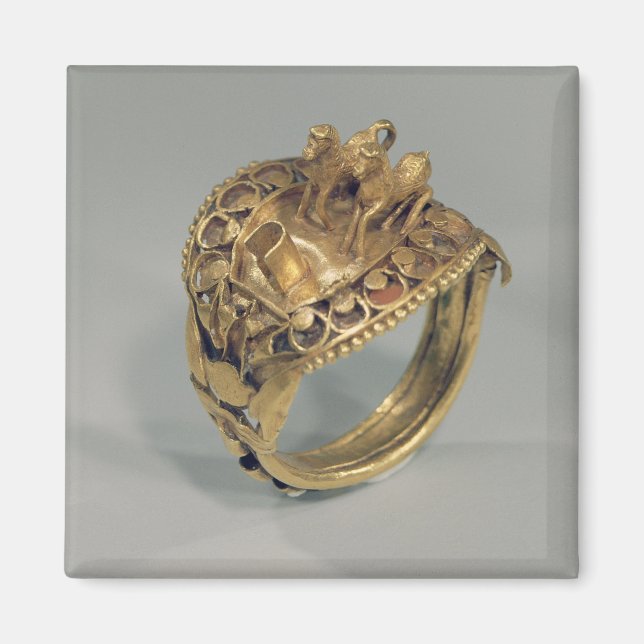 Imán Anillo de caballos (oro y corneliano) (Frente)