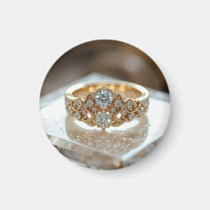 Imán anillo de diamante brillante de oro
