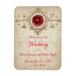 Imán Anillo de diamantes personalizado y rosa rojo