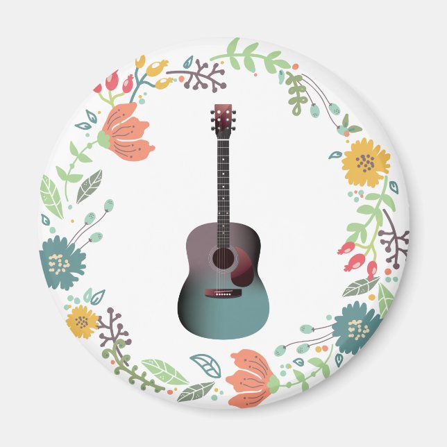 Imán Anillo de flores de guitarra (Frente)