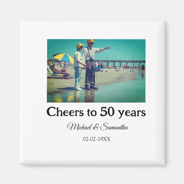 Imán animaciones a los 50 años añadir fecha de foto de  (Frente)