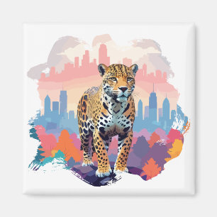 Imán Animal De Arte Del Vector De Leopardo En La Natura