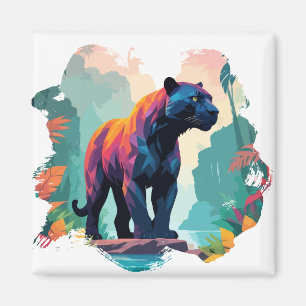 Imán Animal De Arte Del Vector De Leopardo En La Natura