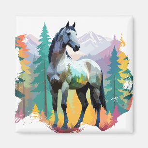 Imán Animal De Arte Vector De Caballos En La Naturaleza