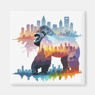 Imán Animal De Arte Vector De Gorilas En La Naturaleza