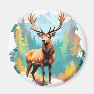 Imán Animal De Arte Vector Stag En La Naturaleza Majest