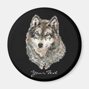 Imán Animal de encargo de la acuarela del lobo del