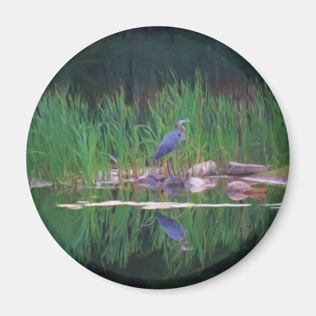 Imán animal de la pintura de las reflexiones azule (Frente)