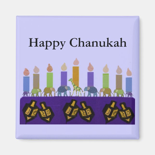 Imán Animal Dreidel Hannukah Menorah Magnet (Frente)