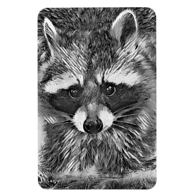 Imán AnimalArtBW_Raccoon_006 (Vertical)