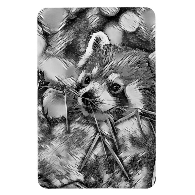 Imán AnimalArtBW_RedPanda_001 (Vertical)