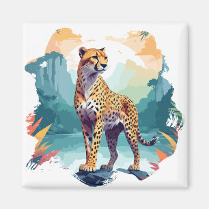 Imán Animales De Arte Vector De Chita En La Naturaleza 