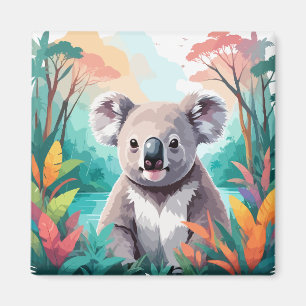 Imán Animales De Arte Vector De Koala En La Naturaleza 