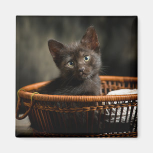Imán Animales de bebé más afectados Gatito en canasta