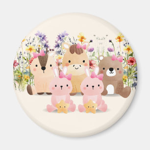 Imán Animales De Bebé Y Mimán De Campo De Flor Silvestr