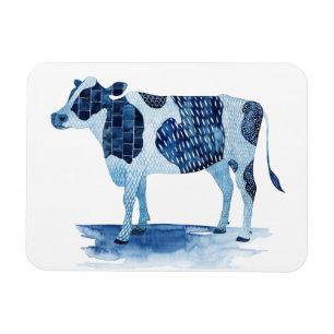 Imán Animales de la granja azul cobalto - vaca