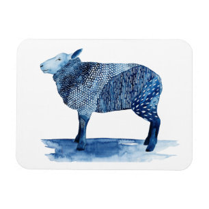 Imán Animales de la Granja Azul de Cobalto - Oveja