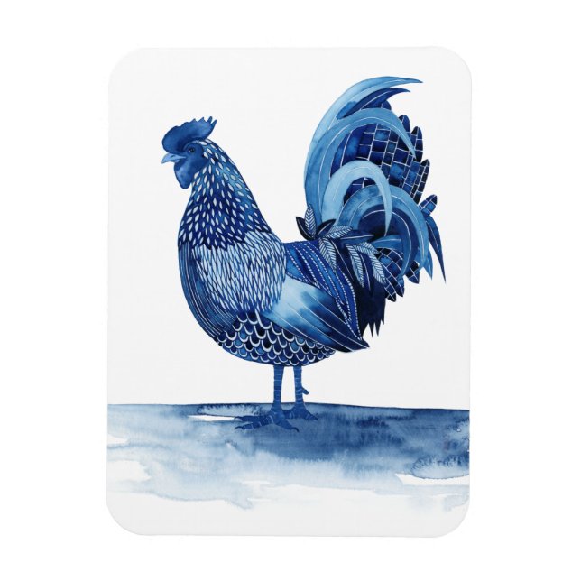 Imán Animales de la Granja Azul de Cobalto - Rooster (Vertical)