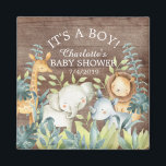 Imán Animales de la jungla rústica Baby Shower favorece<br><div class="desc">Pequeño imán rústico de animales de la selva para una ducha neutra para bebés. Artículos coincidentes disponibles en nuestra tienda.</div>