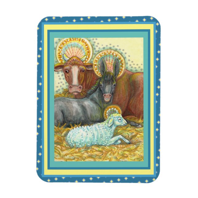 IMÁN ANIMALES DE NATIVIDAD EN ESTABLE, OX, DONKEY Y OVE (Vertical)