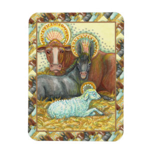 IMÁN ANIMALES DE NATIVIDAD EN ESTABLE, OX, DONKEY Y OVE