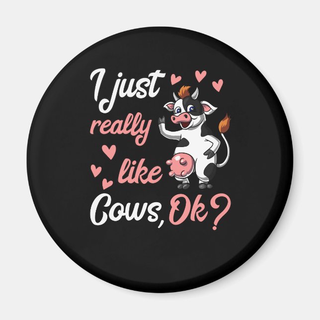 Imán Animales de rancho de granja divertidos de vaca cu (Frente)