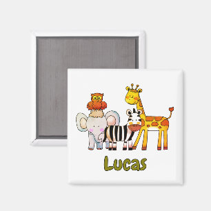 Imán Animales de safari de dibujos animados lindos nomb