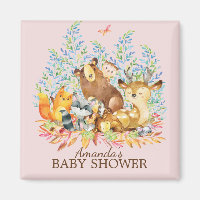 Animales de Woodland Baby Shower Favor Magnet
