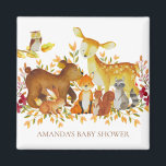 Imán Animales de Woodland Baby Shower Favor Magnet<br><div class="desc">Pequeño imán de animales de bosque para una ducha de bebé Neutral en el bosque. Cambie el fondo haciendo clic en el personalizar y utilice nuestro selector de color!. Artículos coincidentes disponibles en nuestra tienda.</div>