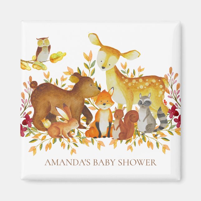Imán Animales de Woodland Baby Shower Favor Magnet (Frente)