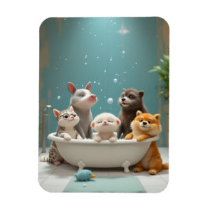 Imán Animales divertidos en la bañera