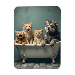 Imán Animales divertidos en la bañera
