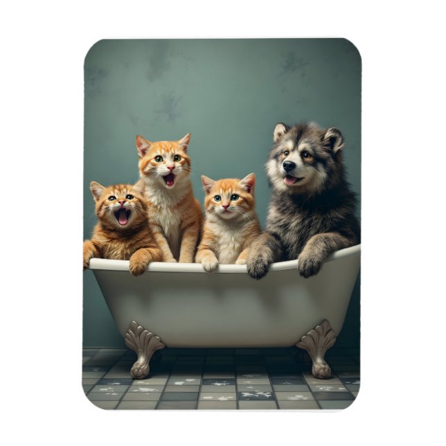 Imán Animales divertidos en la bañera (Vertical)
