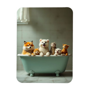 Imán Animales divertidos en la bañera