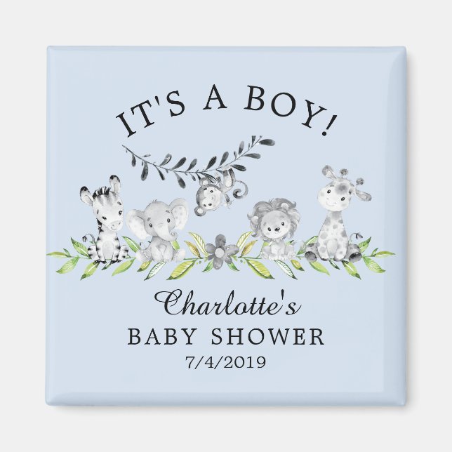 Imán Animales dulces de Safari Baby Shower favorecen a  (Frente)