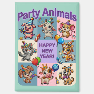 Imán Animales fiestas "Feliz Año Nuevo"