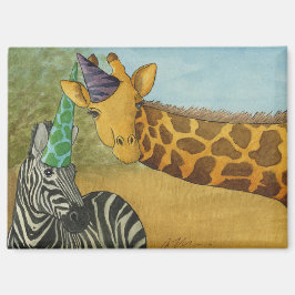 Imán Animales fiestas: Giraffe/imán cebra de 3,5" x 2,5