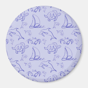 Imán Animales marinos y patrón de dibujo de una línea